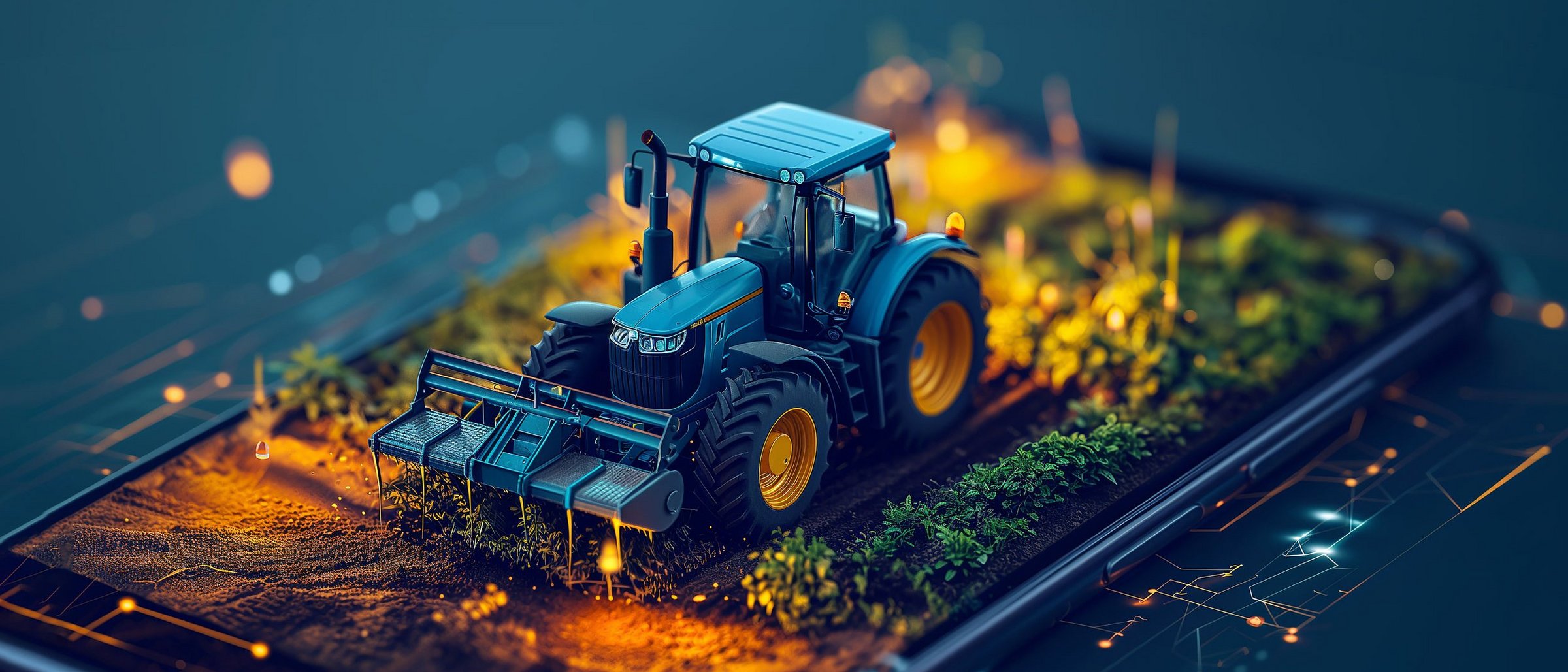 Bild zum Smart Farming, Traktor auf Smartphone